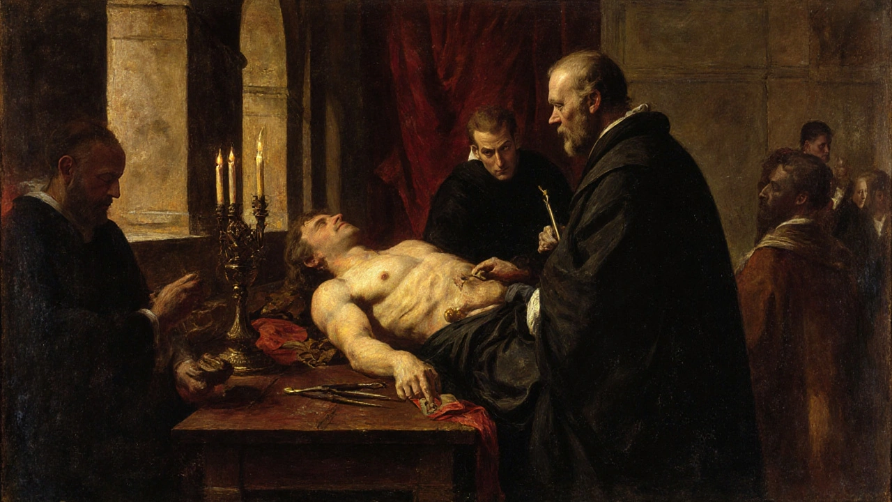 Jan Jesenius operuje šlechtického pána v Karlově univerzitě v roce 1582.