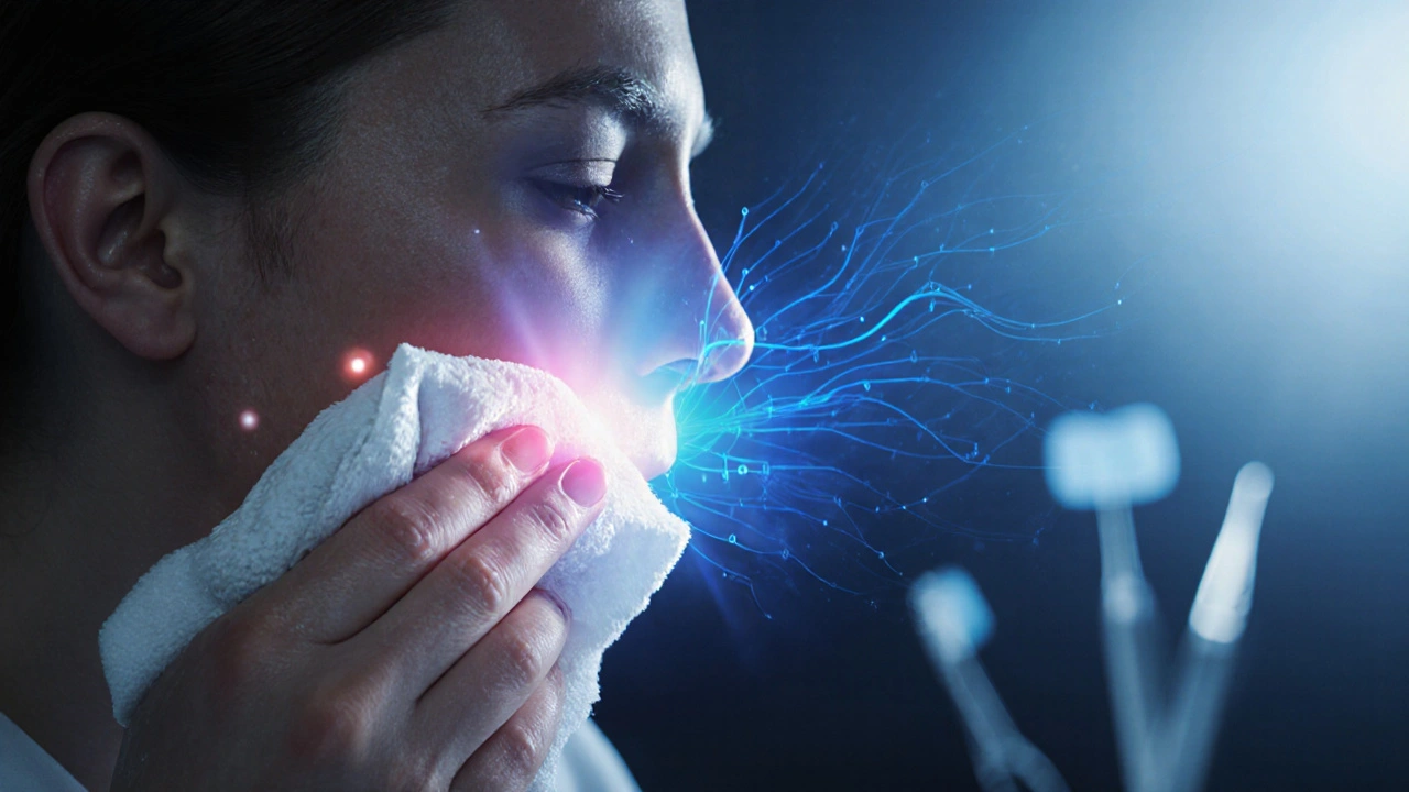 Chladný hadřík na tváři s vize klidného hojení.