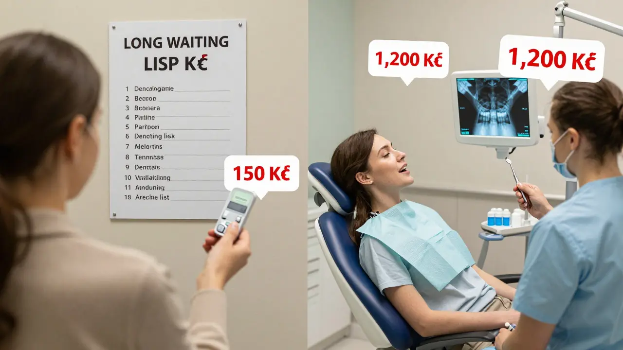 Porovnání cen trhání zubu ve veřejné a soukromé klinice v Česku.