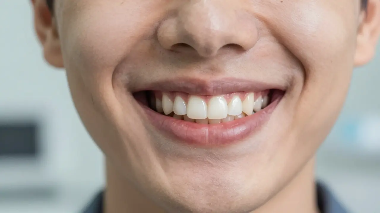 Přirozeně vypadající celokeramická korunka v úsměvu.