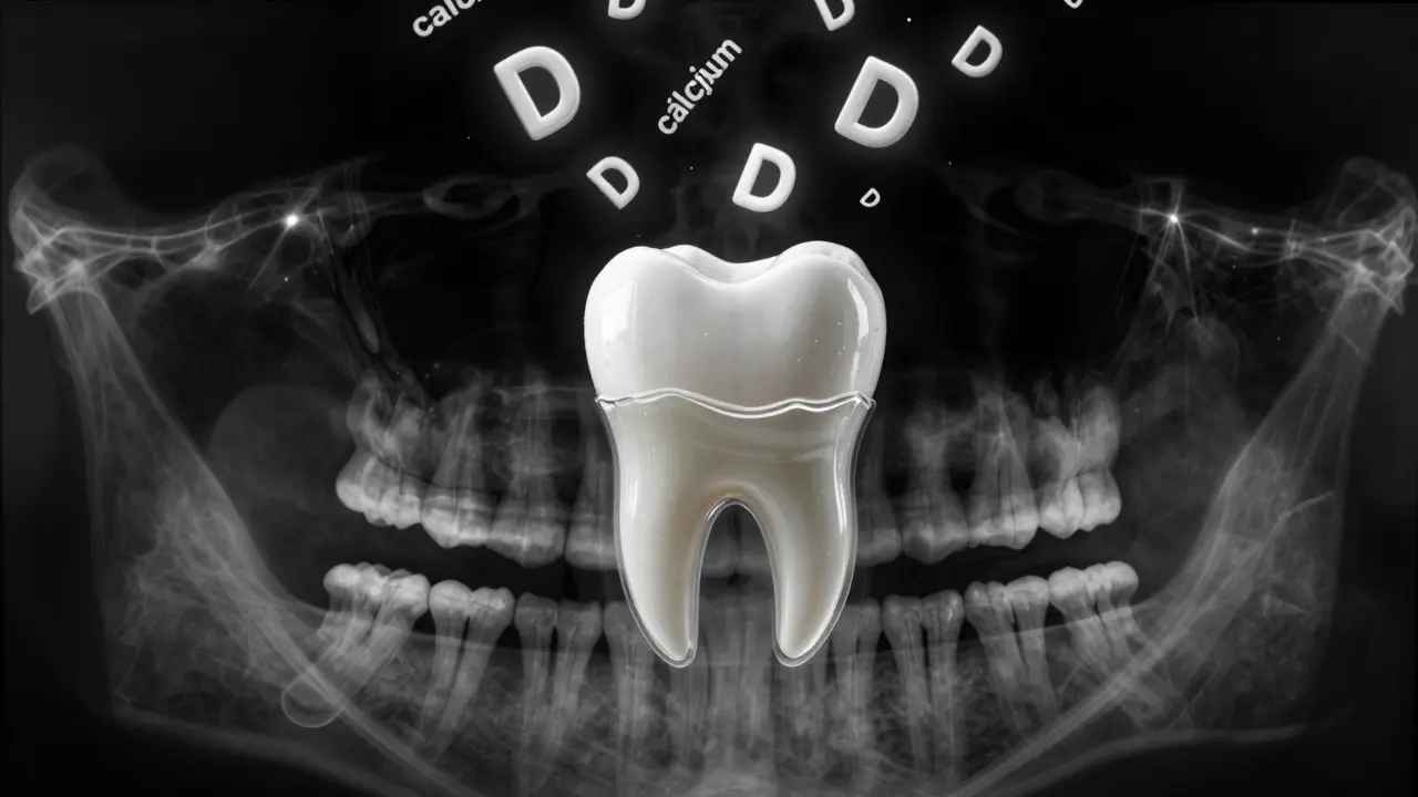 Zub se roztavuje v kyselině, zatímco živiny vypadávají pryč.