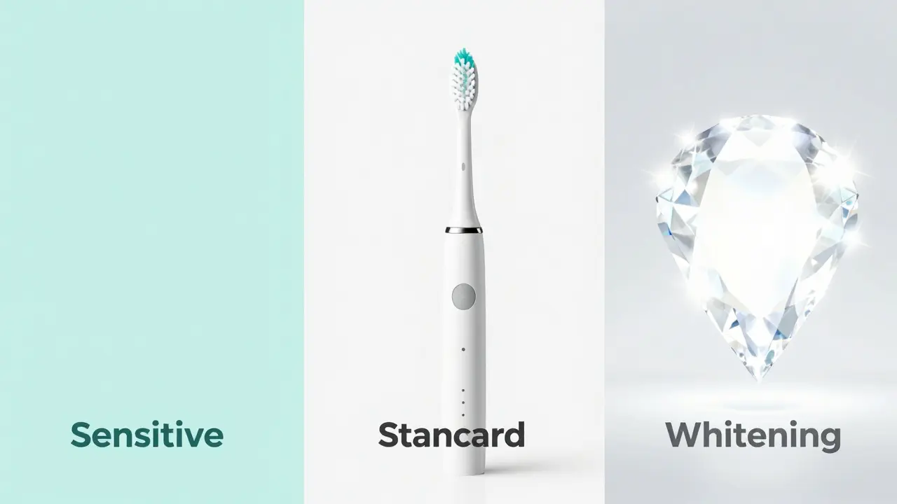 Konceptuální znázornění režimů čištění sonického kartáčku