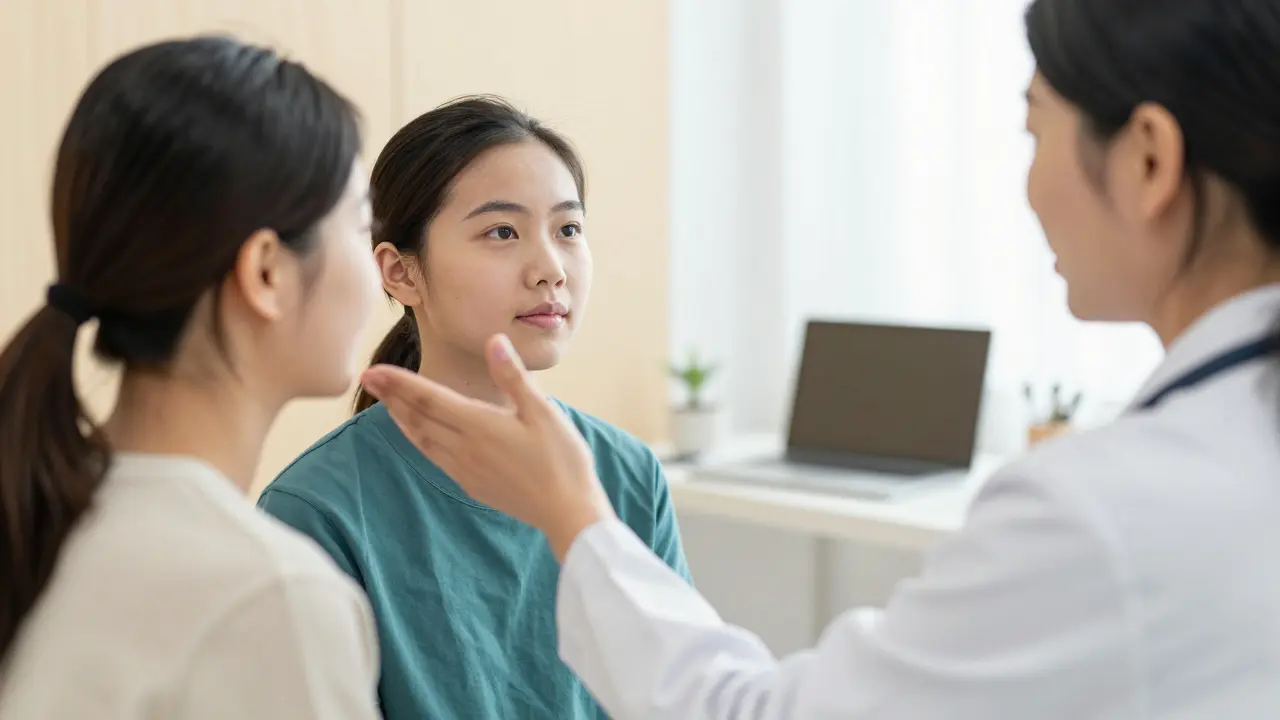 Pacient při logopedickém cvičení na zlepšení artikulace a pohybu čelisti.