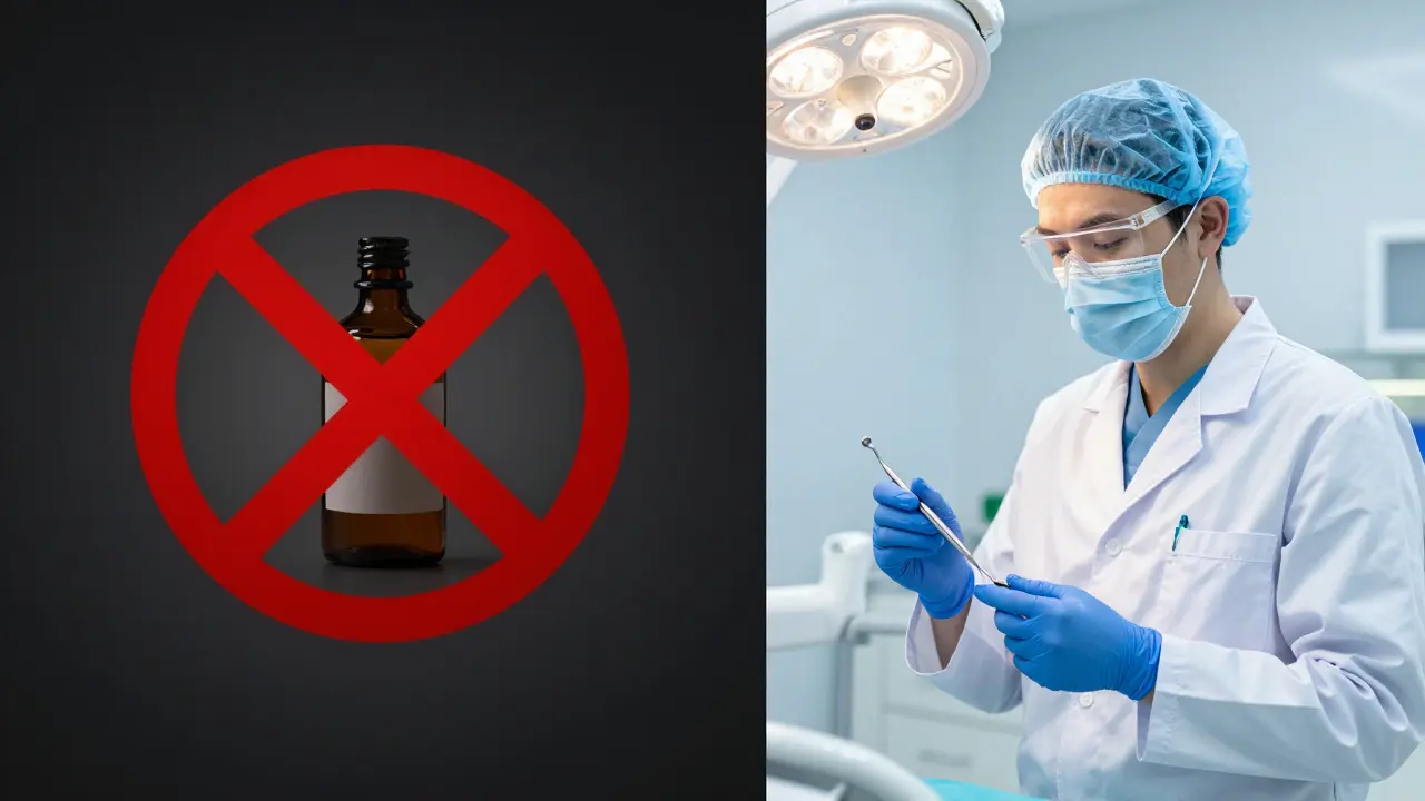 Kontrast mezi nebezpečným propichováním a odbornou stomatologickou péčí
