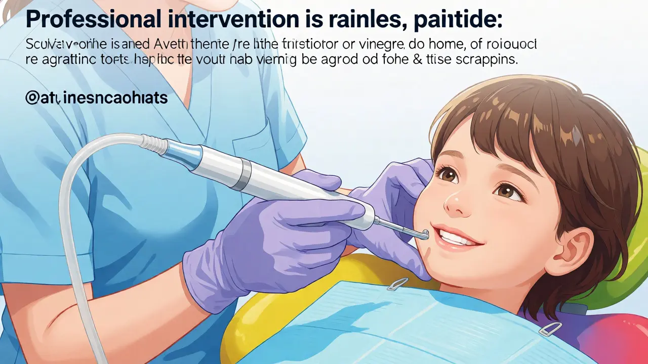 Dětský zubní hygienista provádí šetrné čištění zubů